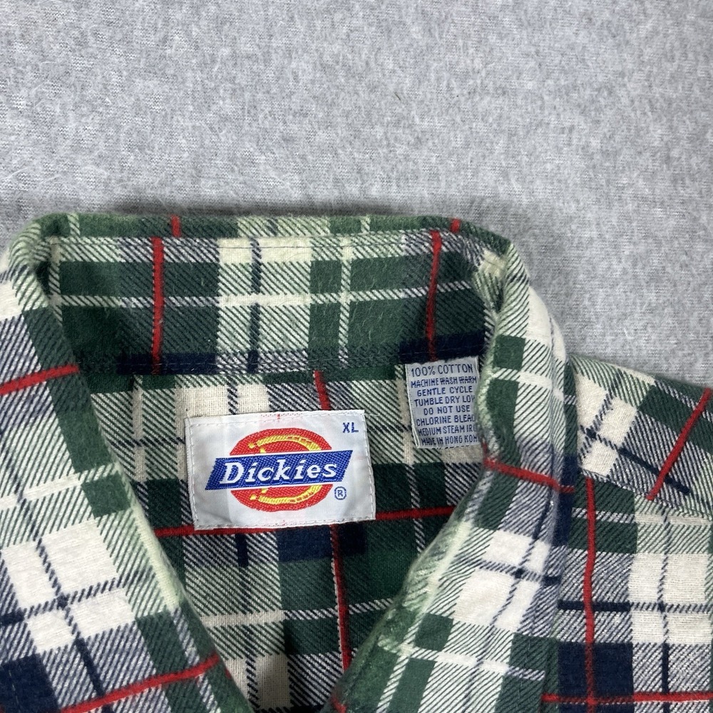 Vintage Dickies Shirt Mens XL Green Plaid Printed Flannel 100% Cotton 80s NWOT - Picture 6 of 8